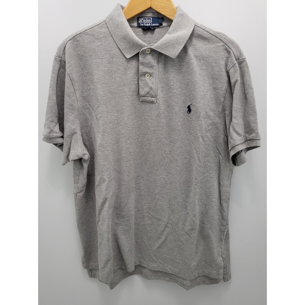 Polo Ralph‎ Lauren Polo Shirt Mens XL Custom Fit Gray w/ Blue Pony Cotton